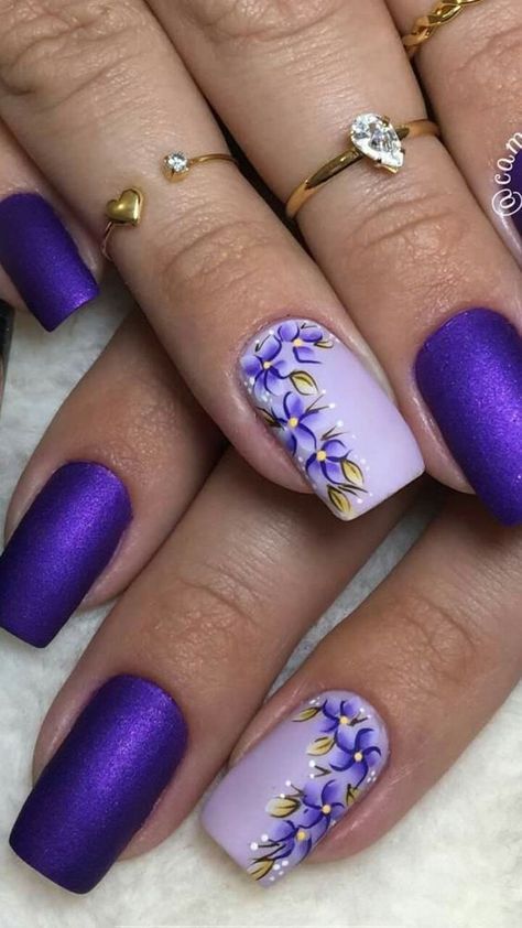 40+ Nail Designs For Spring/ Summer 2022 Purple Nail Art Designs, Purple Nail Art, Purple Nail Designs, Fancy Nails Designs, Purple Nail, Pretty Nail Art Designs, Spring Nail Art, Pretty Nail Art, Flower Nail Art