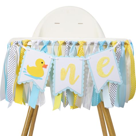 PRICES MAY VARY. PERFECT ADDITION TO BOY’S 1ST BIRTHDAY - Add a splash of fun to your little boy's first birthday celebration with our Rubber Ducky 1st Birthday High Chair Banner! Designed to complement your summer-themed party decor, this adorable banner is sure to make your little one's special day even more memorable. QUACK-TASTIC DESIGN -Celebrate your little one's milestone with our charming Rubber Ducky 1st Birthday High Chair Banner featuring adorable Rubber Duck illustrations. Add a spla Duck Birthday Theme, Tulle Garland, Rubber Ducky Birthday, Rubber Duck Birthday, Duck Birthday, Birthday Highchair, Birthday Garland, 1st Birthday Banners