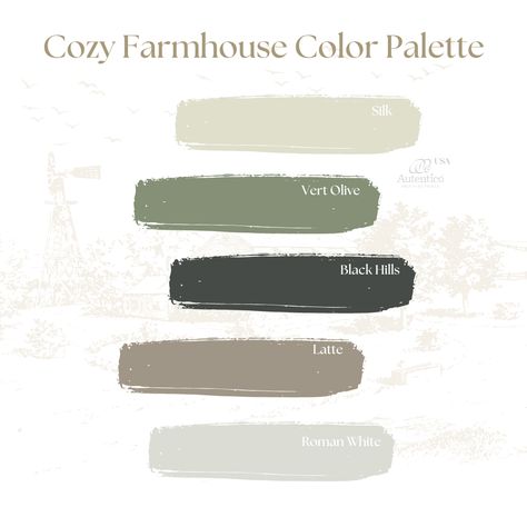 Cozy Farmhouse Paint Color Palette Available In Store & Online Click link for our vendors list. Follow us on Instagram: @Autunticousa Cozy Farmhouse Paint Colors, Farm Color Palette, Farmhouse Paint Color, Farmhouse Color Palette, Paint Pallets, Farmhouse Color, Vendors List, Skin Care Pictures, Diy Furniture Flip