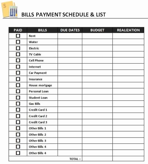 Payment Schedule Template Excel Fresh Bill organizer Template Excel Bill Payment Calendar, Elementary Lesson Plan Template, Memorandum Template, Bill Organizer, Organizer Template, Letter Template Word, Reference Letter Template, Payment Schedule, Monthly Bill