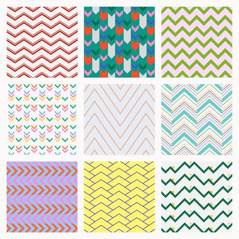 Chevron pattern background, colorful zigzag, creative design vector set | free image by rawpixel.com / Boom Zigzag Pattern Design, Zig Zag Pattern Design, Chevron Pattern Background, Line Design Pattern, Zigzag Line, Geometric Pattern Background, Zigzag Design, Background Colorful, Zigzag Pattern