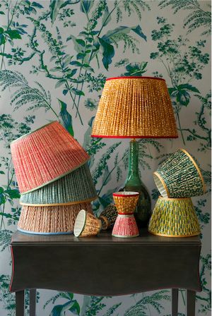 Penny Morrison - The House Directory Lampshade Photoshoot, Diy Fabric Lampshade, Colourful Lampshades, Lampshades Ideas, Bespoke Lampshades, Colorful Lampshades, Interior Garden Design, Patterned Lampshades, Penny Morrison