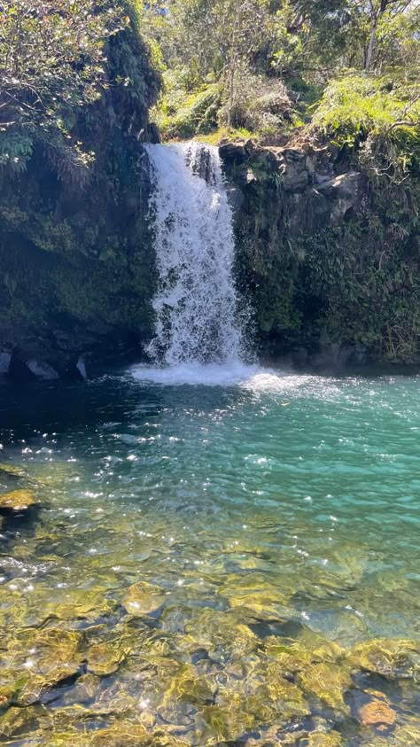 Aesthetic Waterfall Pictures, Waterfall Cottagecore, Waterfall Astethic, Tropical Waterfall Aesthetic, Fairycore Waterfall, Wallpaper Iphone Summer, Dark Green Aesthetic, One With Nature, Pretty Landscapes