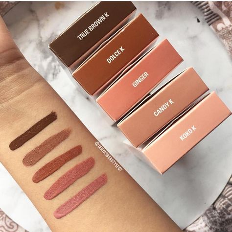 @tanyasbeautyspot swatches! Love how Ginger stands out! Kylie Lips, Kylie Lip Kit, Kylie Cosmetic, Lipstick Swatches, Makeup Swatches, Luxury Makeup, Lip Kit, Kiss Makeup, Lipstick Makeup