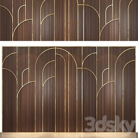 wall panels | set 105 - Other decorative objects - 3D Models Art Deco Wood Panelling, Art Deco Partition, Art Deco Wall Panelling, Pvd Partition, Sweet Shop Interior, Art Deco Arches, Shop Interior Ideas, Moulding Design, Art Deco Panel