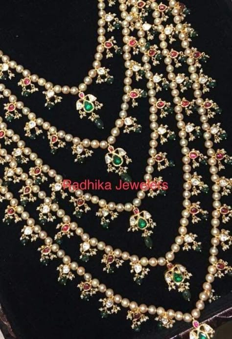 Sathlada Jewellery, Satlada Necklace, Rani Haram, Jaipur Jewelry, Bridal Diamond Necklace, Rani Haar, Neck Pieces Jewelry, Pearl Jewelry Design, Beautiful Gold Necklaces