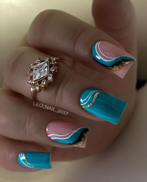 Nails Biab, Fancy Nail Art, Teal Nails, Fancy Nails Designs, Nagel Tips, Stylish Nails Designs, Easy Nails, Dope Nail Designs, Pretty Nail Art Designs