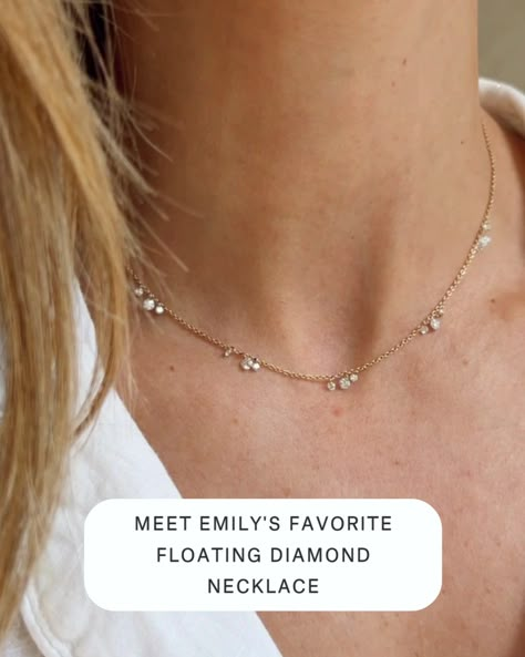 cupcakes and cashmere - Shop Emily’s Favorite Floating Diamond Necklace! Cluster Diamond Necklace, Small Diamond Jewelry, Everyday Diamond Necklace, Minimalist Diamond Necklace, Small Diamond Necklace, Tiny Diamond Necklace, Diamond Cluster Necklace, Teen Necklaces, Small Earrings Gold