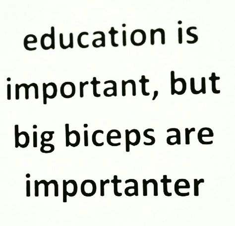 Education is important,  but big biceps are importanter.  Um ok lol. Big Biceps, Gym Buddy, Flex Friday, Gym Memes, Instagram Shop, Nutrition, Gym, Education, Memes