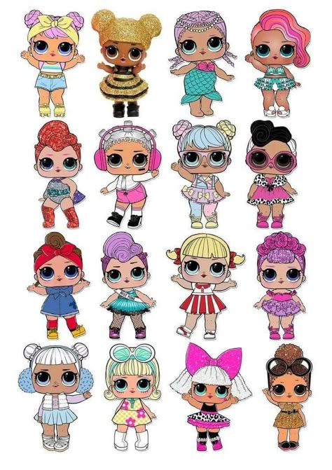 Lol Paper Dolls Printable Free, Lol Doll Cake, Suprise Birthday, Doll Birthday Cake, Troll Party, Zen Doodle Art, Minion Birthday, Unicorn Stickers, Paper Dolls Printable