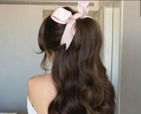 Kawaii Hairstyles, Ribbon Hairstyle, Dream Hair, Aesthetic Hair, About Hair, Pink Bow, Pretty Hairstyles, Hair Looks, Hair Goals