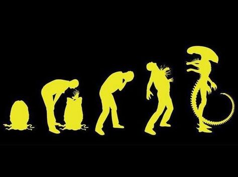 Alien evolution chart Michael Myers And Jason, H.r. Giger, Geek Design, Horror Posters, Alien Vs Predator, Alien Races, Alien Vs, Funny Tee Shirts, Calvin And Hobbes