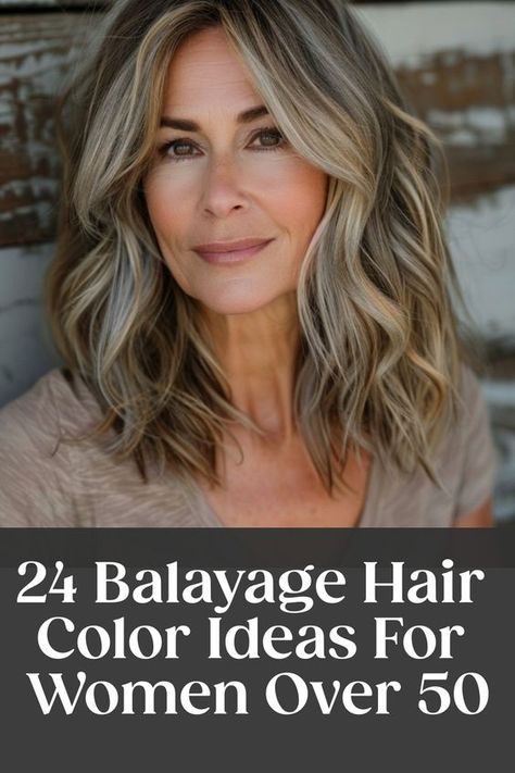 Discover stunning balayage hair ideas for women over 50! Embrace your natural beauty with graceful, sun-kissed highlights that perfectly complement your mature style. Whether you're looking to enhance your gray strands or add dimension to your locks, balayage is the perfect choice for a timeless and elegant look. Say goodbye to harsh lines and hello to a seamless blend of colors that will give you a youthful glow. Over 50 Highlights Hair Colors, Blonde Grey Hair Over 50, Fall Hair Colors For Gray Coverage, Over 50 Hair Color Ideas Over 50, Cool Blonde Babylights On Brown Hair, Blending Gray Hair Brunettes Balayage, Hair Color Ideas For Gray Hair Over 50, Hair Colors For Women Over 50, Top Hair Colors For 2024