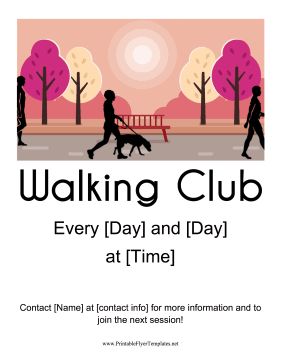 Healthy clubs and leisure walkers can advertise for new members with this printable walking club flyer featuring people strolling in a park. Free to download and print Walking Club Ideas, Walking Group, School Advertising, Walking Club, Advertising Flyers, Social Media Branding Design, Media Branding, Club Poster, Club Flyers