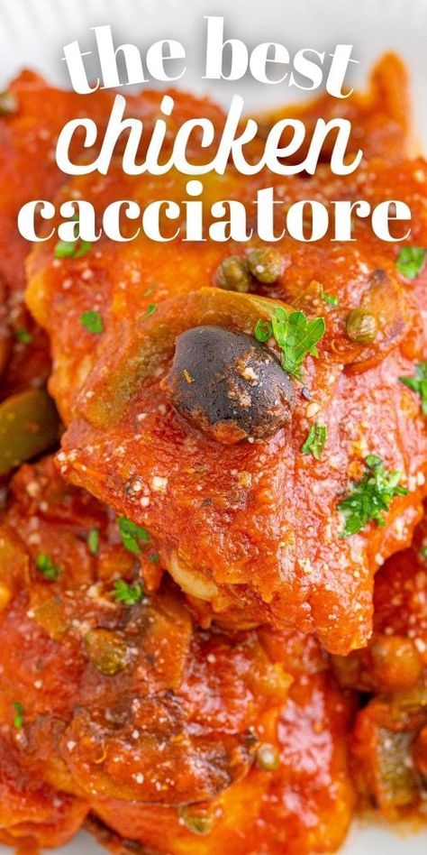 The Best Easy Chicken Cacciatore - Sweet Cs Designs Chicken Cachetori Recipe, Chicken Catchatori, Chicken Cattitore, Easy Chicken Cacciatore, Chicken With Tomatoes, Lidia's Recipes, Cacciatore Recipes, Chicken Cacciatore Recipe, Side Dishes For Chicken