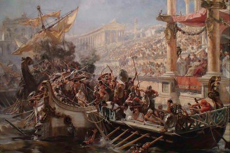 Naumachia by Ulpiano Checa 1894 1200X800 | Mary Harrsch | Flickr Roman Gladiators, Berlin Museum, Sea Battle, Roman Era, Rome Antique, Spanish Painters, Amazing Paintings, Roman History, Writing Stuff