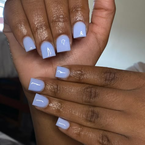 Short Blue Nails Square, Short Nail Designs Sky Blue, Short Nails Acrylic Light Blue, Short Nail Set Blue, Blue Overlay Nails, Short Sky Blue Nails, Short Acrylic Nails Periwinkle, Baby Blue Short Square Nails, Shorties Nails Blue