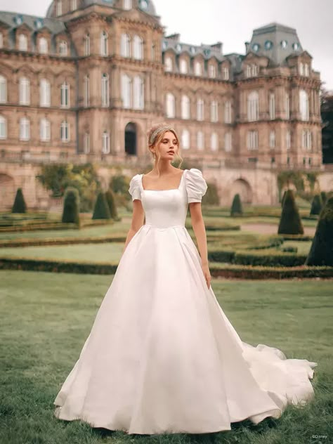 Cinderella wedding dress with puff sleeves Snow White Wedding Dress, Disney Fairytale Wedding Dress, Puff Sleeve Wedding Dress, Tale Dress, Disney Princess Wedding, Wedding Dresses Princess Ballgown, Wedding Dresses Cinderella, Disney Fairy Tale Weddings, Fairy Tale Wedding Dress