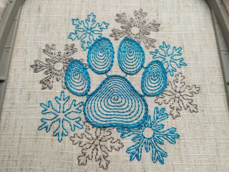 Print Embroidery Design, Paw Print Embroidery, Dog Embroidery Designs, Snowflake Embroidery, Feather Embroidery, Print Embroidery, Embroidery Gifts, Shell Pattern, Little Designs