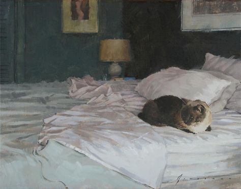 Siamese 11x14 - Vincent Giarrano Vincent Giarrano, Frank Dicksee, Messy Bed, Room Paintings, Kate Smith, Anna Rose, Franz Kline, Interior Paintings, Bo Bartlett