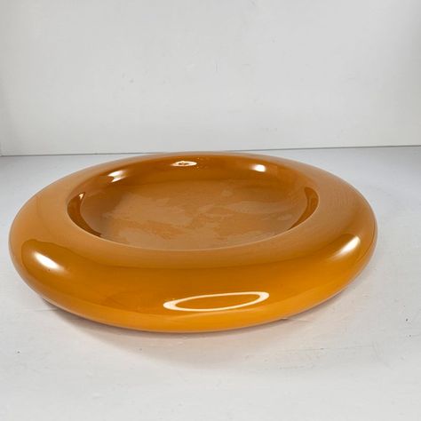 Vintage Toscany Italy Ashtray Orange Catchall Large Bowl Shaped Mid Century  Features:  • Made in Italy  Measurements:  Diameter 10.5 in / 27 cm  Height 1.5 in / 4 cm  Condition: Pre-Owned Good  Good condition. No chips or breaks.   See photos as they are part of the description. Ashtray Pottery, Nashville Apartment, Mid Century Modern Dishes, Mcm House, Serving Ware, Air Dry Clay Projects, Pottery Inspo, Trinket Bowl, Retro Mid Century Modern