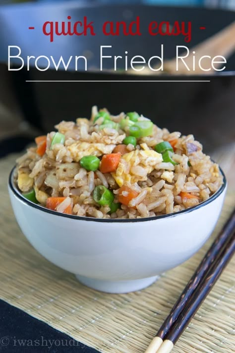 Quick and Easy Brown Fried Rice Brown Rice Cooking, Quick Rice, Healthy Rice, Easy Rice, Fried Brown Rice, Rice Side, Brown Rice Recipes, Supper Recipes, Fried Rice Recipe