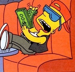 Bart Simpson A Cartoon, The Simpsons, Cartoon Character, Money, Orange