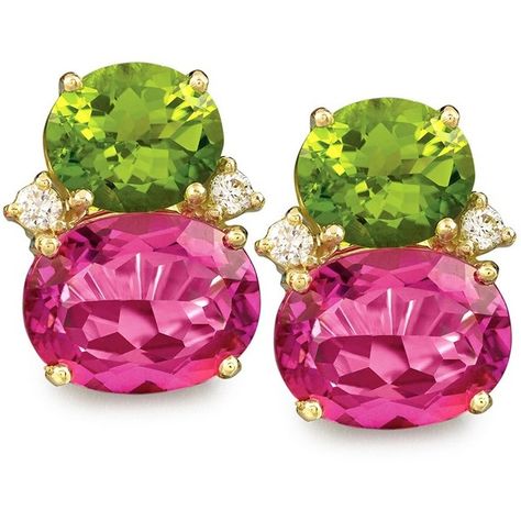 Pink Topaz and Peridot Fruit Gem Earrings ($6,950) ❤ liked on Polyvore featuring jewelry, earrings, orecchini, gem earrings, gem jewelry, 18k jewelry, 18 karat gold jewelry and 18 karat gold earrings Pink Topaz Jewelry, Pink Topaz Earrings, Gem Jewelry, Lalique Crystal, Peridot Jewelry, Peridot Earrings, Gem Earrings, Topaz Jewelry, Enamel Bangle