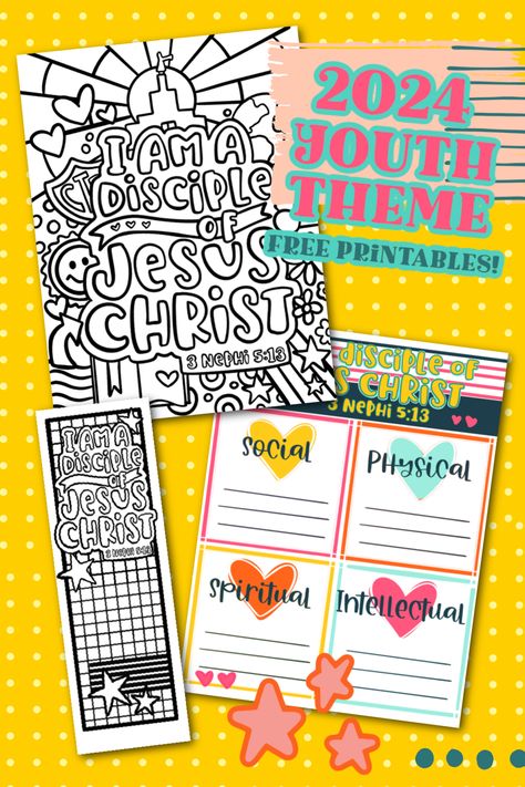 2024 youth theme free printables lds coloring page and bookmarks Lds Youth Theme 2024 Free Printable, Lds Printables Free, Lds Yw Activities, Binder Covers Free, Cute Binder Covers, Lds Coloring Pages, Yw Theme, Lds Youth Theme, Free Vision Board