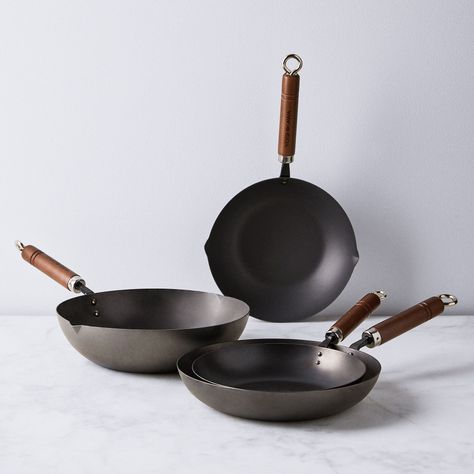 Ginkgo Japanese Carbon Steel Frying Pan, Deep or Shallow, 3 Sizes Carbon Steel Pan, Kitchen Pans, Pan Frying, Battered Fish, Kitchen Necessities, Frying Pans, Unique Gadgets, Oven Range, Cooking Pan