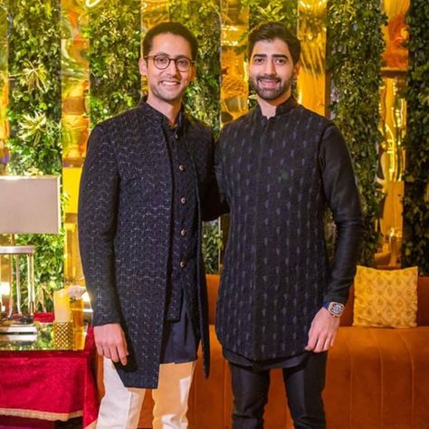 Kunal Rawal on Instagram: “Bringing Indian Black Tie in focus @dhruvtalwar / Navy on Black Thread-worked Mock Layered Set @talwarvik / Sleeveless Metalwork…” Kunal Rawal Menswear, Kunal Rawal, Wedding Tux, Indian Groom Wear, Indian Men, Indian Men Fashion, Fashion Male, Indian Groom, Indian Man