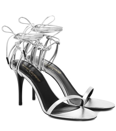 Lexi 90 Metallic Leather Sandals | Yves Saint Laurent Shoes Heels Classy, Yves Saint Laurent Shoes, Beautiful High Heels, Glitter Sandals, Leather Wear, Saint Laurent Shoes, Gucci Leather, Metallic Leather, Leather Clutch