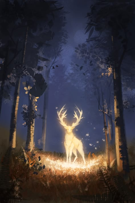 Mystical Forest Creatures, Fantasy Forest Animals, Magic Forest Aesthetic, Mystical Forest Art, Mythical Deer, Mythical Aesthetic, Deer Aesthetic, Portal To Another World, Mythical Forest