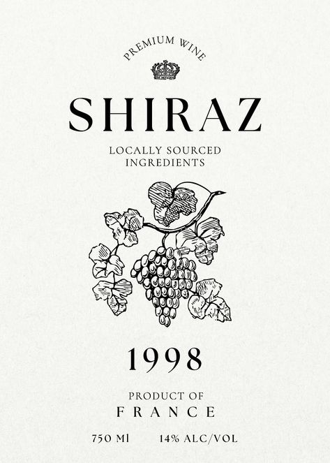 Download free image of Shiraz wine label template by ton about vintage food & drink illustration, grapes vintage, alcohol illustration vintage, etch wine, and drinks vintage 14753455 Alcohol Label Design, Wine Etiquette Design, Wine Graphic Design, Wine Label Illustration, Alcohol Illustration, Classic Wine Labels, Grape Illustration, Wine Bottle Logo, Wine Branding Design