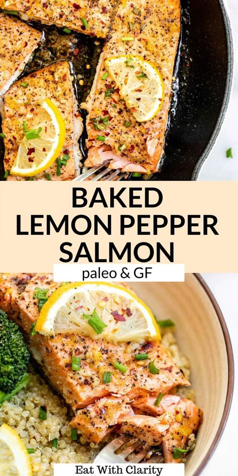 Healthy Gluten Free Family Meals, Healthy Salmon Crockpot Recipes, Paleo Salmon Dinner, Baked Salmon Lemon Pepper, Salmon Recipes Baked Dairy Free, Salmon And Quinoa Recipes Healthy, Salmon Recipes Gluten Free Dairy Free, Salmon Dairy Free Recipes, Baked Salmon Meal Prep