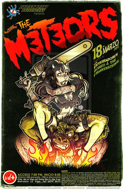 THE METEORS by benestrada on deviantART Psychobilly Bands, Horror Punk, Gothic Rock, Horror Movie Art, Psychobilly, Samurai Art, Rock Posters, Band Posters, Movie Art