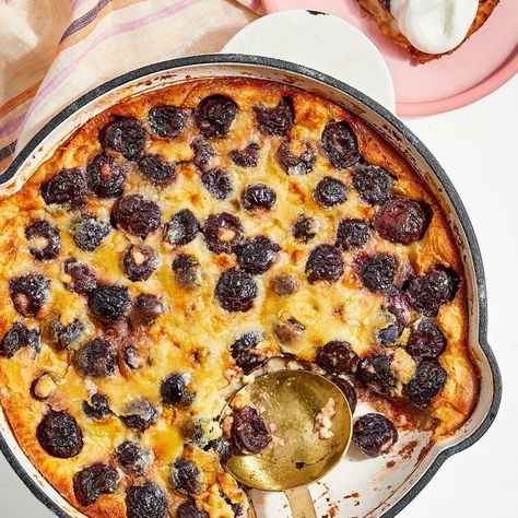 Get Pastry Chef Claire Ptak's Cherry Clafoutis Recipe Healthy Clafoutis, Raspberry Almond Clafoutis, Clafoutis Recipe Apple, Savory Clafoutis, Cherry Clafoutis Natashas Kitchen, Cherry Recipes Dessert, Clafoutis Recipes, Cherry Clafoutis, Baked Custard