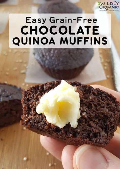 These Grain-Free Chocolate Quinoa Muffins are so easy, even budding chefs can make them (hello, breakfast in bed for mom!). With superfood ingredients like raw cacao, quinoa, and coconut oil, these yummy muffins make a great snack or breakfast on-the-go, too! #grainfree #bestdessert Grain Alternatives, Yummy Muffins, Chocolate Quinoa, Quinoa Muffins, Quinoa Breakfast, Sugar Free Cookies, Allergy Friendly Recipes, Super Food, Raw Cacao