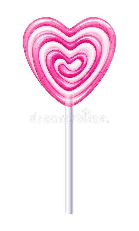 Heart pink lollipop candy vector illustration. stock illustration Lolipop Pink Candy, Lollipop Aesthetic Drawing, Candy Graphic Design, Crayon Techniques, Lollipop Illustration, Candy Vector, Pink Lollipop, Valentines Day Design, Advertisement Illustration