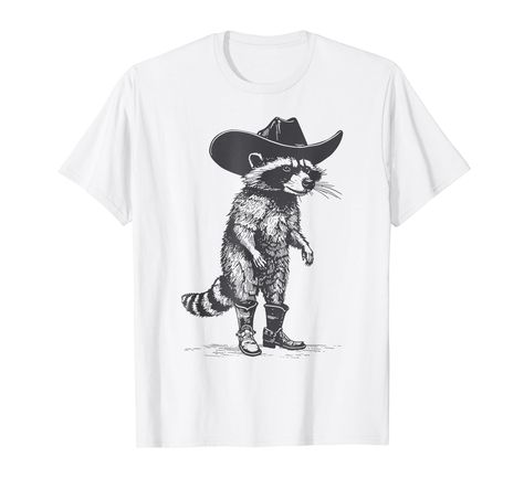 PRICES MAY VARY. Vintage Raccoon Cowboy Cowgirl Trash Panda Western Country graphic design for Cowgirl, Cowboy, Festival, Rodeo, Country Music, Party, Concert, Vacation, Daily Wear, Mother's Day, Father's Day, Halloween, Christmas, Valentine's Day, 4th Of July Cute Country Cactus, Bull Skull, Cow Skull, Cowboy Hat, Cowboy Boots, Cowgirl, Country, Bohemian, Show moms, Show dads, Rodeo,Western Boho, Western Girl, Southern Roots, Howdy, Boho Tribal, Aztec, Serape, Leopard, Turquoise,... design Ligh Country Graphic Design, Cowboy Raccoon, Raccoon Design, Funny Characters, Mens Outdoor Clothing, Animal Funny, Trash Panda, Animal Designs, Cowboy Cowgirl