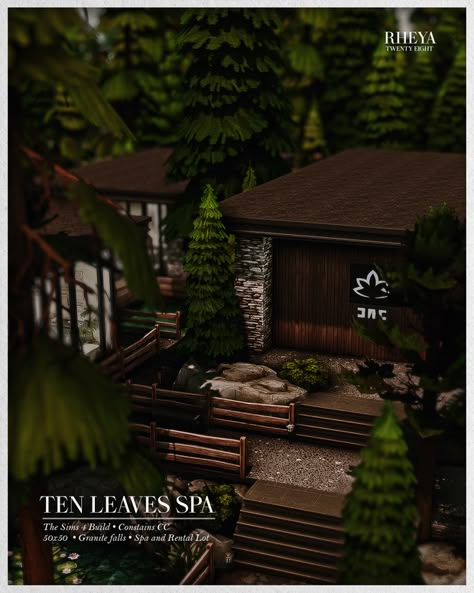 Sims 4 Mt Komorebi Apartment, Sims 4 Aesthetic Lots, Sims 4 San Sequoia Build, Sims 4 Aquarium, Sims 4 Cc Lounge, Spa Sims 4, Sims 4 Forest, Sims Spa, The Sims 4 Build Cc