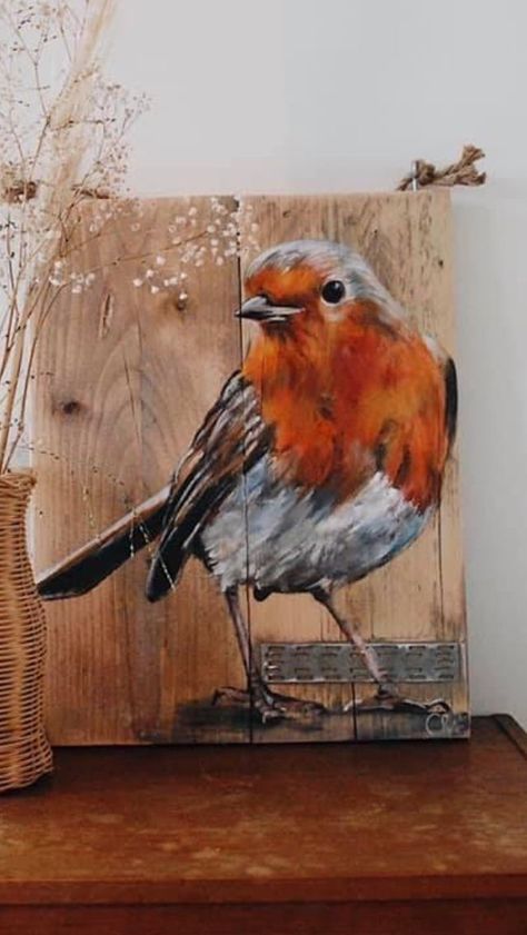 Painted Slate Ideas, Acrylic Bird Paintings On Canvas, Barn Wood Art, Tre Kunst, Bird Painting Acrylic, Canvas For Beginners, Art Deco Interior Design, Reclaimed Wood Art, Wood Painting Art