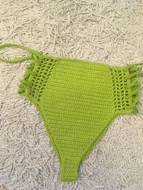 Crochet Swim Bottoms, High Waisted Bikinis Crochet, Green Crochet Fitted Swimwear, Crochet Bikinis Shein, Bohemian Crochet Fitted Swimwear, Crochet Bathing Suits, Crochet Bottoms, Crochet Swim, Crochet Bra