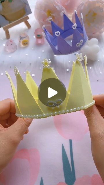 paper crafts creator on Instagram: "#GoddessDay Give my goddess a unique crown #Origami tutorial #Handmade diy #38th Women's Day Handmade #Origami paper craft" How To Make Paper Crowns Easy, How To Make A Paper Crown Easy, Diy Crown Paper Craft Ideas, Paper Crown Origami Tutorial, Paper Crown Origami, Preppy Hat, Origami Paper Craft, Making Toys, Lovely Princess