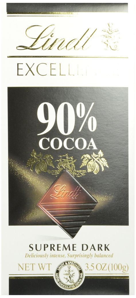 Lindt Excellence Supreme Dark Chocolate 90% Cocoa, 3.5-Ounce Packages (Pack of 12) Lindt Dark Chocolate, Chocolate Lindt, Dark Chocolate Candy, Lindt Chocolate, Cocoa Chocolate, Cacao Beans, Dark Chocolate Bar, Fine Chocolate, Chocolate Candy Bar