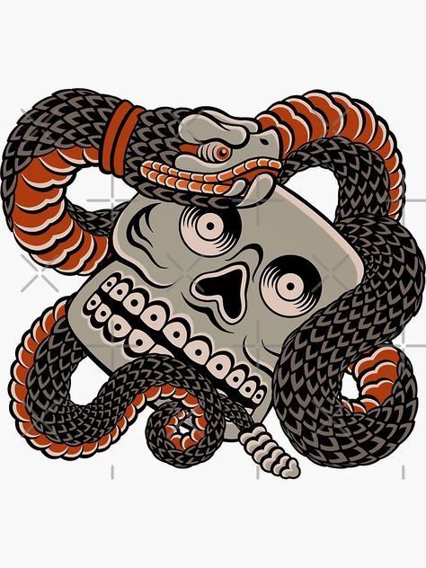 "Aztec Snake Tattoo" Sticker for Sale by CreatureM | Redbubble Aztec Snake Tattoo, Mayan Snake, Aztec Snake, Snake Drawing, Japanese Tattoos, Traditional Japanese Tattoos, Aztec Art, Snake Tattoo, Art And Culture