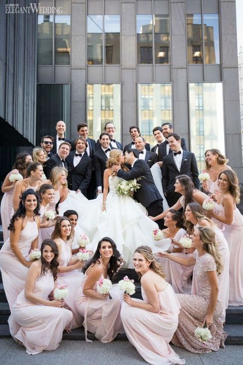 Funny wedding photo ideas with your bridesmaids and groomsmen - funny wedding pose ideas, bridesmaid photos, groomsmen wedding photo ideas, Creative wedding photography Baby Pink Bridesmaids Dresses, Funny Wedding Poses, Groomsmen Wedding Photos, Wedding Parties Pictures, Funny Wedding Pictures, Modern Wedding Ceremony, Funny Wedding Photos, Wedding Picture Poses, Bridesmaids Photos