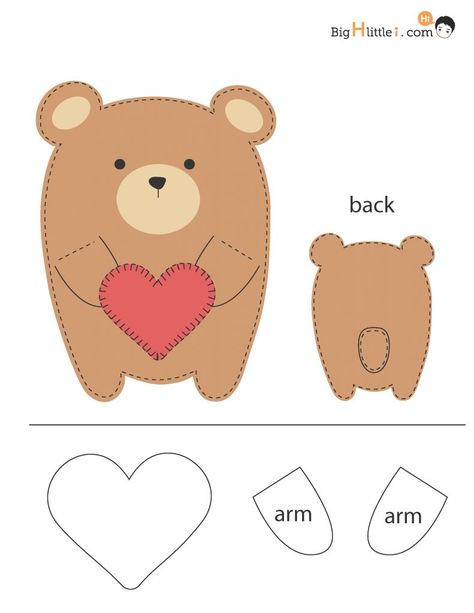 DIY Kawaii Felt Crafts | Big H little i Kawaii Felt Diy, Felt Bear Pattern Free, Felt Keychain Diy Patterns, Kawaii Felt Pattern, Kawaii Felt Plushies, Felt Templates Printable, Valentine Felt Crafts, Felt Crafts Patterns Templates, Felt Bear Pattern