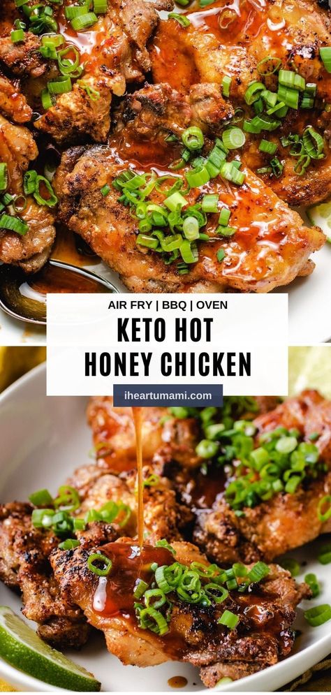 Keto Honey Recipes, Keto Honey, Honey Bbq Chicken Crockpot, Siracha Honey Salmon Recipes, Keto Hot Honey Chicken, Hot Honey Chicken Meal Prep, Healthy Hot Honey Chicken, Hot Honey Chicken, Gluten Free Hot Honey Chicken