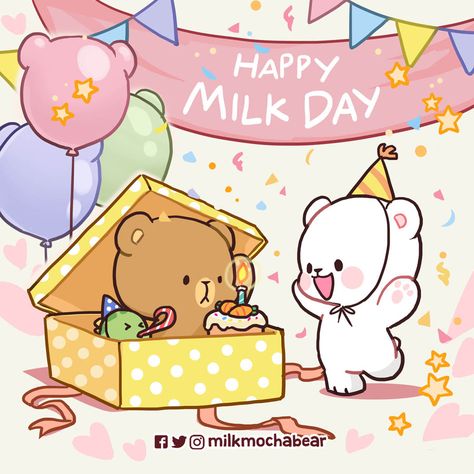 Milk  Mocha on Twitter: "Have a happiest birthday, our white bear Milk!! 🥳🎉🎉 --- What's your birthday wish for Milk? ❤  #april18th #HappyMilkDay #milkmochabear… https://t.co/bIPBvYsxs1" Milk Mocha Bear, Milk And Mocha, Mocha Bear, 달력 디자인, Happiest Birthday, Milk & Mocha, Cute Bear Drawings, Bear Drawing, Birthday Wish